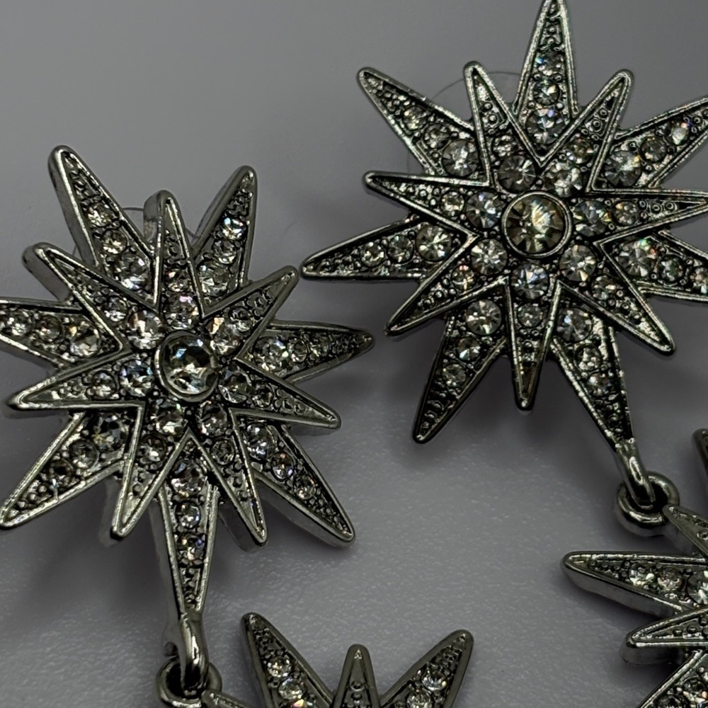 BRIDAL👰 CRYSTAL 🌟 STARBURST Earrings PAGEANT 👸 SWAROVSKI - Picture 9 of 9